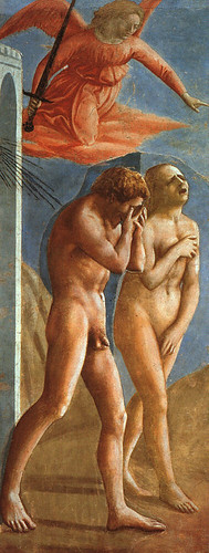 Afbeelding: Masaccio – Verdrijving uit het paradijs, ca. 1427 (fresco in Brancacci-kapel, Santa Maria del Carmine, Florence)